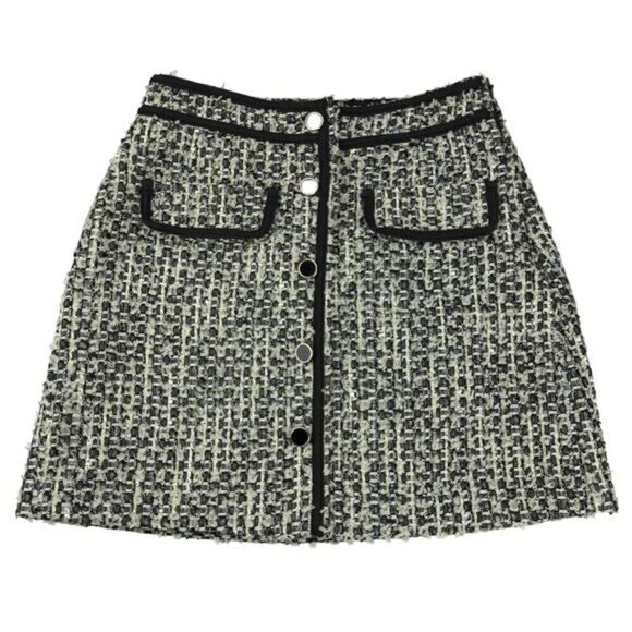 NWT DYNAMITE Tweed A-Line Mini Skirt Sz XS Green / Black - Picture 4 of 7